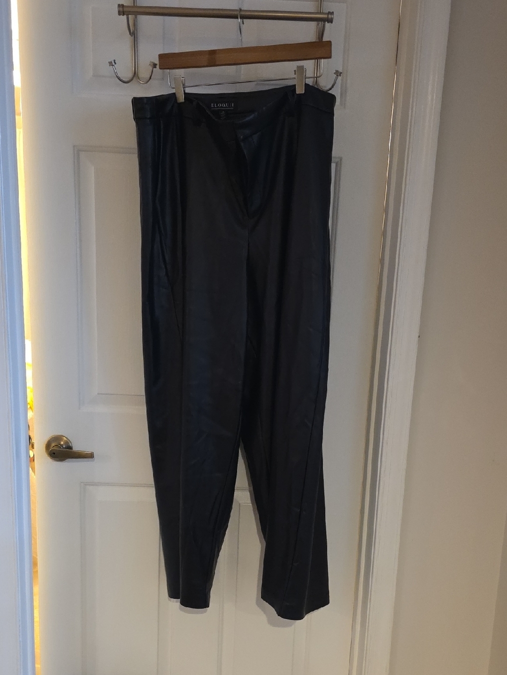 Eloquii Black Wide-Leg Faux Leather Pants
